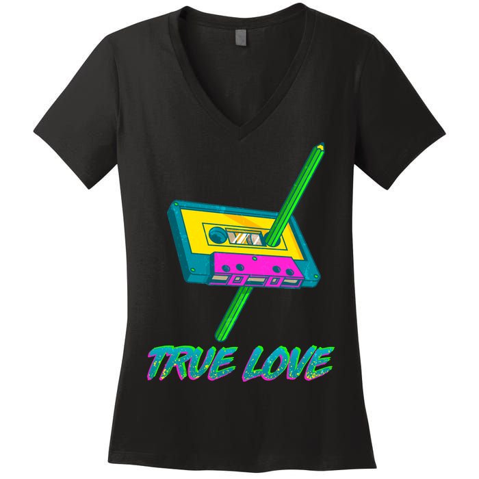 Retro True Love Women's V-Neck T-Shirt