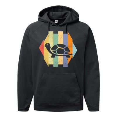 Retro Turtle Silhouette  Performance Fleece Hoodie