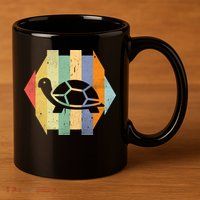 Retro Turtle Silhouette  11oz C Handle Ceramic Mug