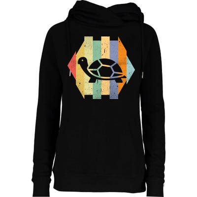 Retro Turtle Silhouette  Womens Funnel Neck Pullover Hood
