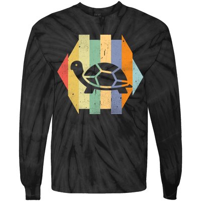 Retro Turtle Silhouette  Tie-Dye Long Sleeve Shirt