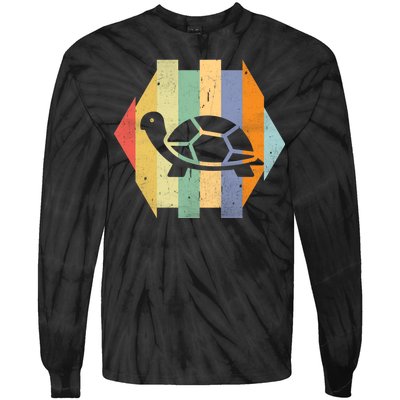 Retro Turtle Silhouette  Tie-Dye Long Sleeve Shirt