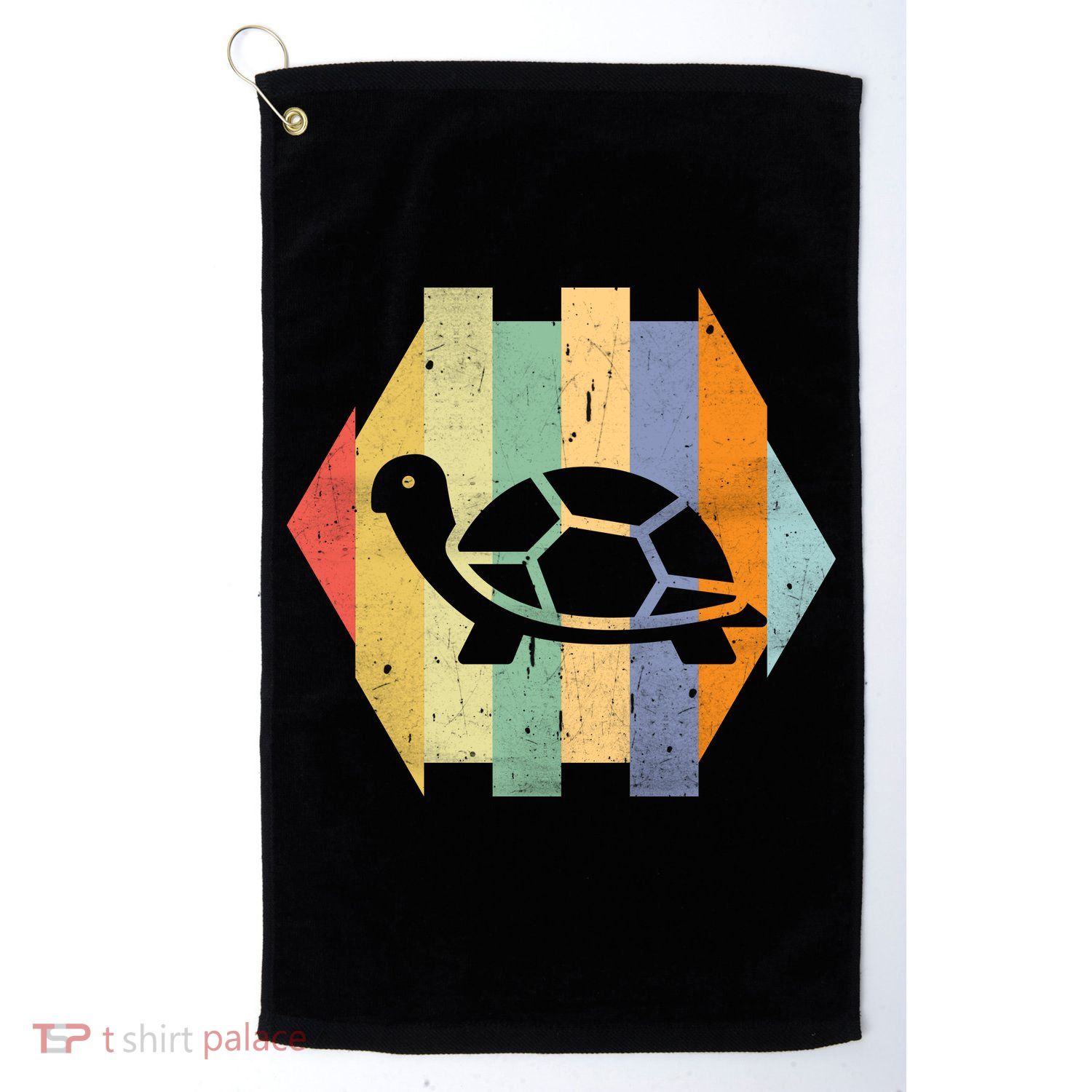 Retro Turtle Silhouette  Golf Towel