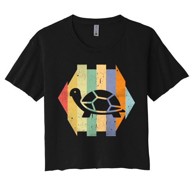 Retro Turtle Silhouette  Crop Top
