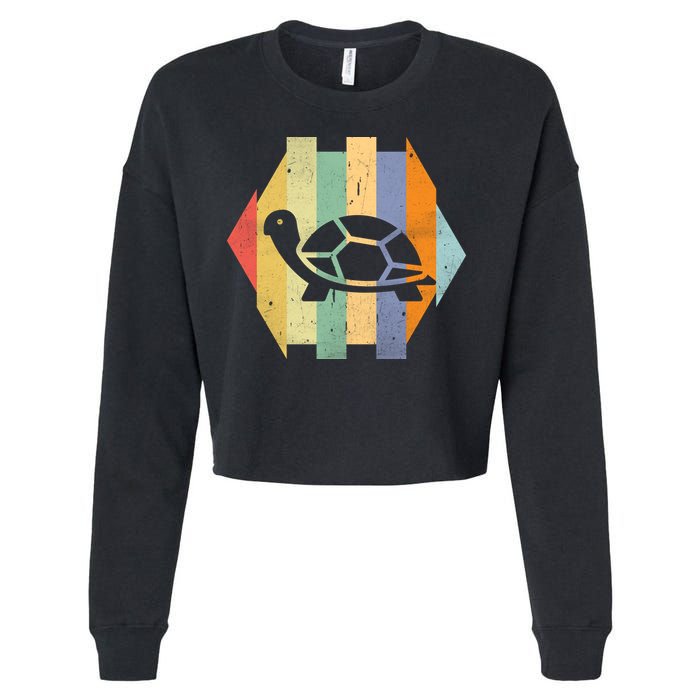 Retro Turtle Silhouette  Cropped Pullover Crew
