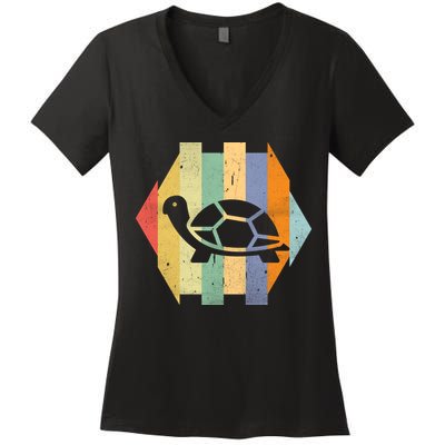 Retro Turtle Silhouette  Women's V-Neck T-Shirt