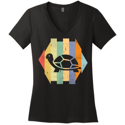 Retro Turtle Silhouette  Women's V-Neck T-Shirt