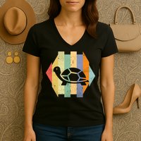 Retro Turtle Silhouette  Women's V-Neck T-Shirt