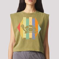 Retro Turtle Silhouette  Garment-Dyed Women's Muscle Tee