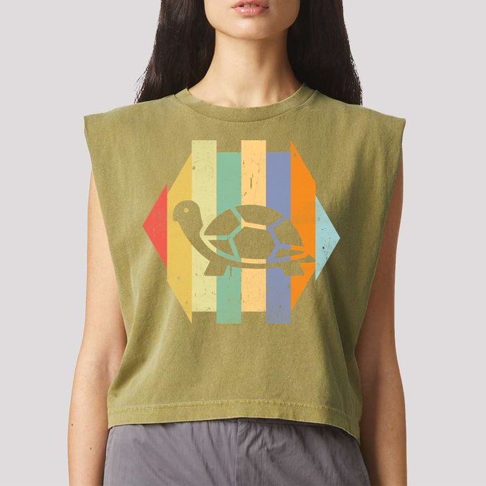Retro Turtle Silhouette  Garment-Dyed Women's Muscle Tee
