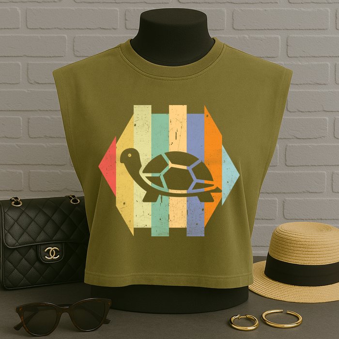 Retro Turtle Silhouette  Garment-Dyed Women's Muscle Tee