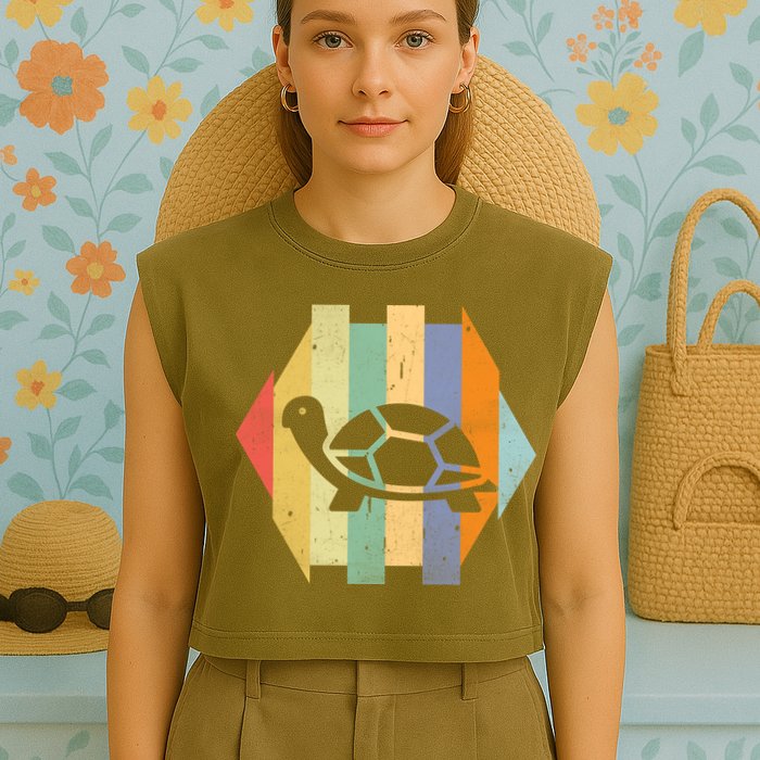 Retro Turtle Silhouette  Garment-Dyed Women's Muscle Tee