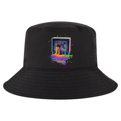 Retro TV Television Pixel Splatter Cool Comfort Performance Bucket Hat