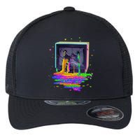 Retro TV Television Pixel Splatter Flexfit Unipanel Trucker Cap