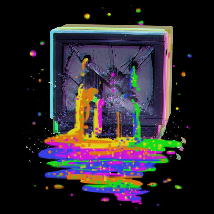 Retro TV Television Pixel Splatter Drawstring Bag