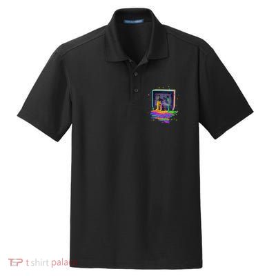 Retro TV Television Pixel Splatter Dry Zone Grid Polo