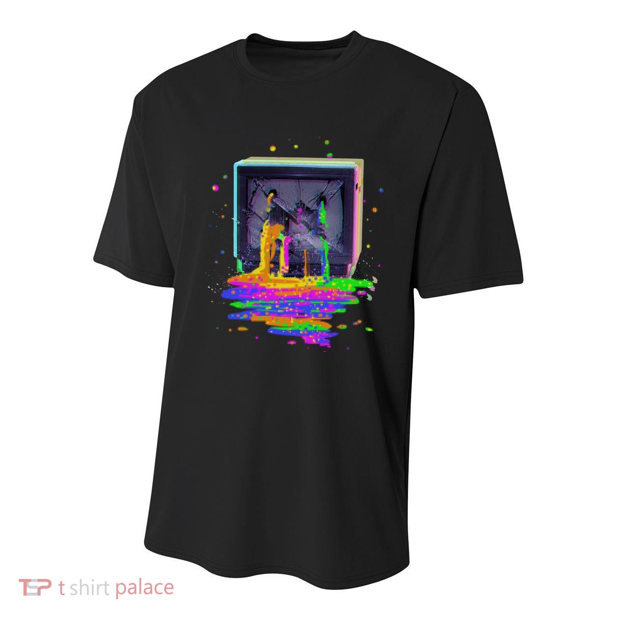 Retro TV Television Pixel Splatter Youth Performance Sprint T-Shirt