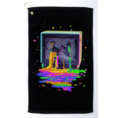 Retro TV Television Pixel Splatter Golf Towel