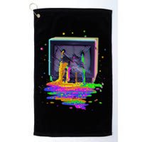 Retro TV Television Pixel Splatter Golf Towel
