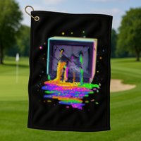 Retro TV Television Pixel Splatter Golf Towel