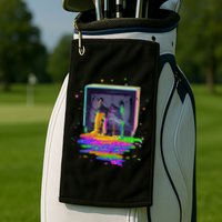 Retro TV Television Pixel Splatter Golf Towel