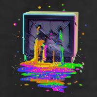 Retro TV Television Pixel Splatter Golf Towel