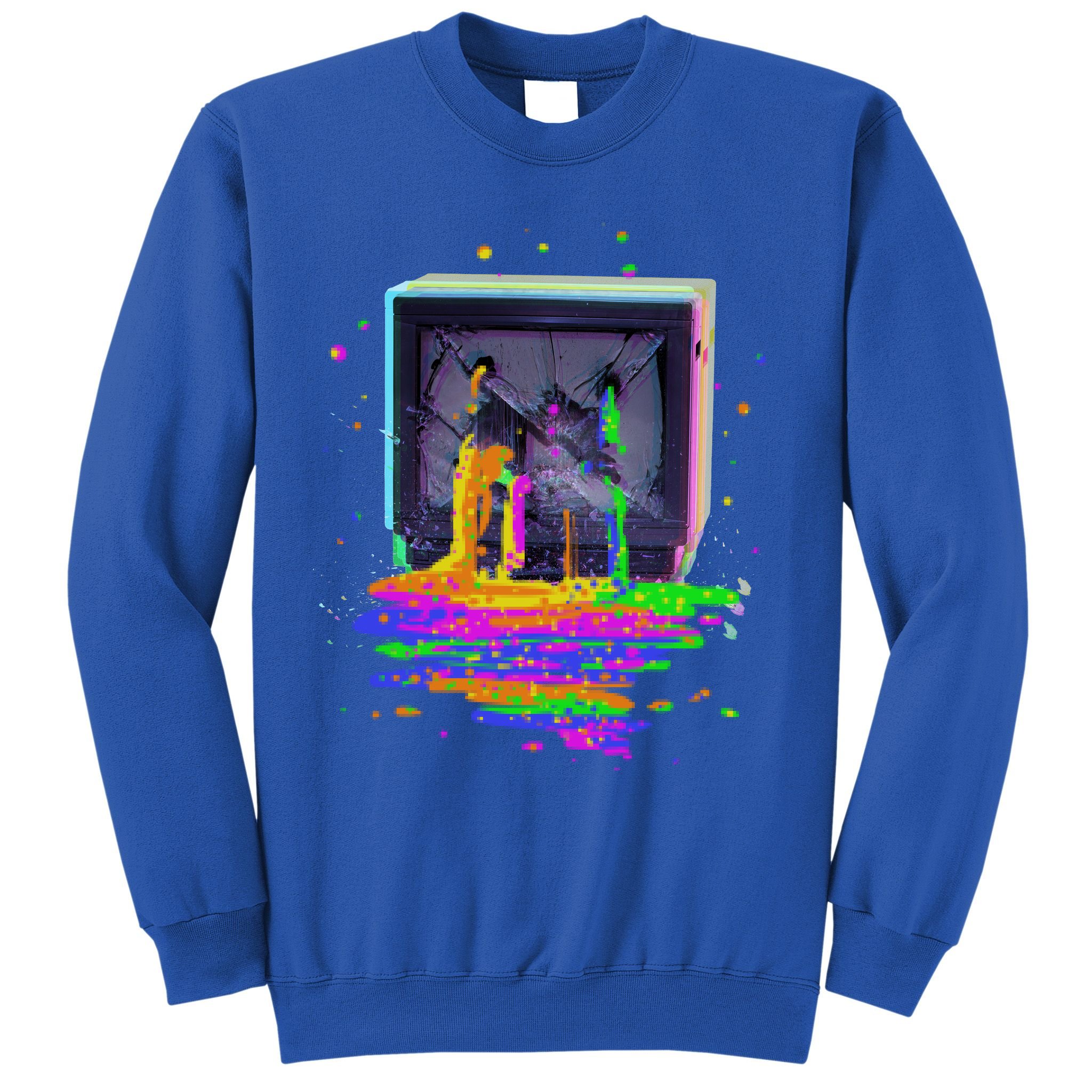 Retro TV Television Pixel Splatter Sweatshirt