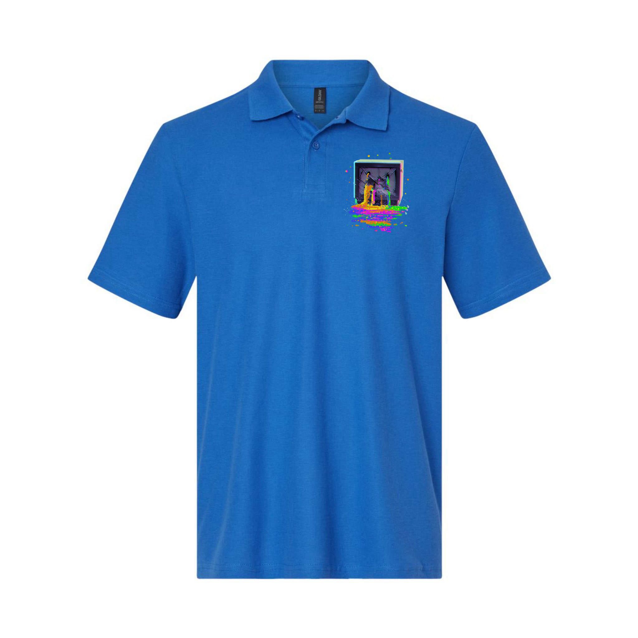Retro TV Television Pixel Splatter Polo