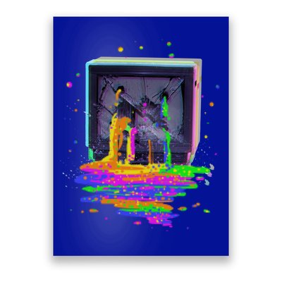 Retro TV Television Pixel Splatter Poster