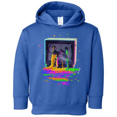 Retro TV Television Pixel Splatter Toddler Hoodie