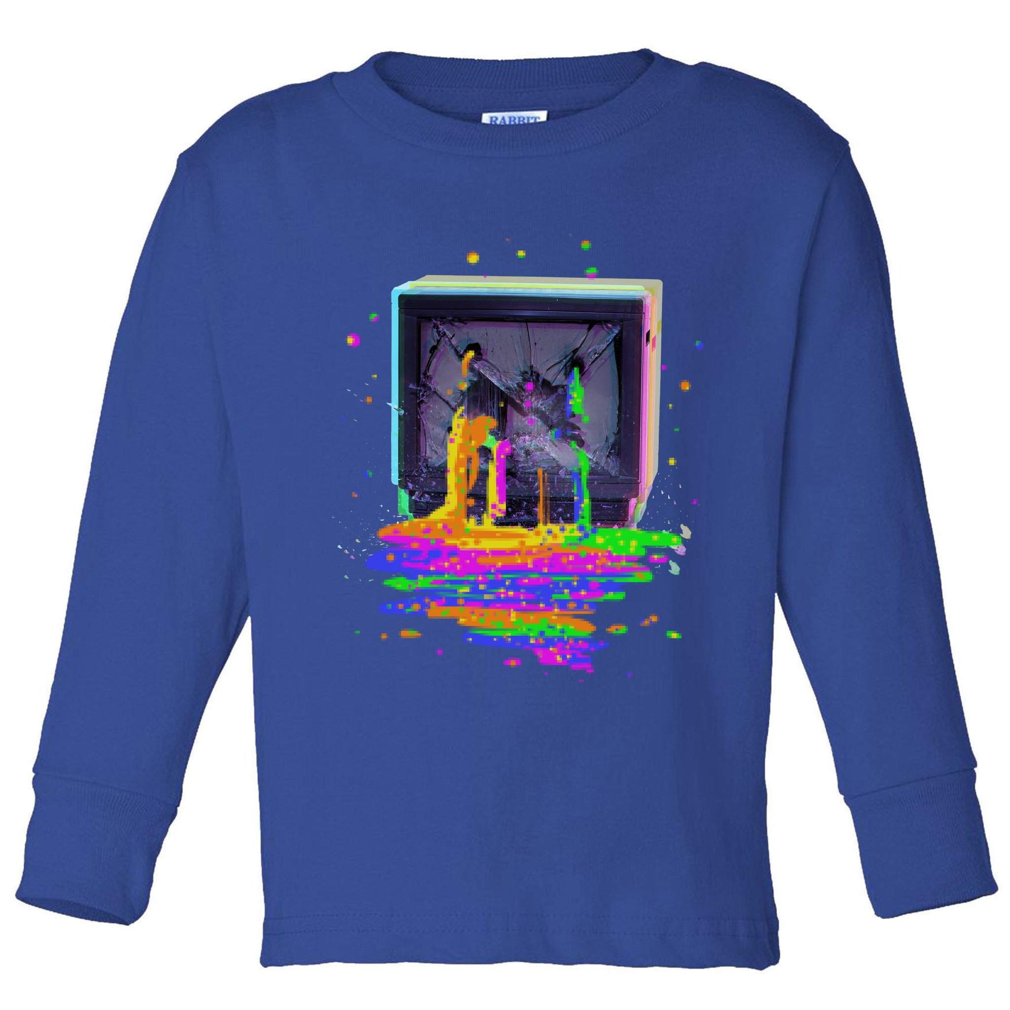 Retro TV Television Pixel Splatter Toddler Long Sleeve Shirt