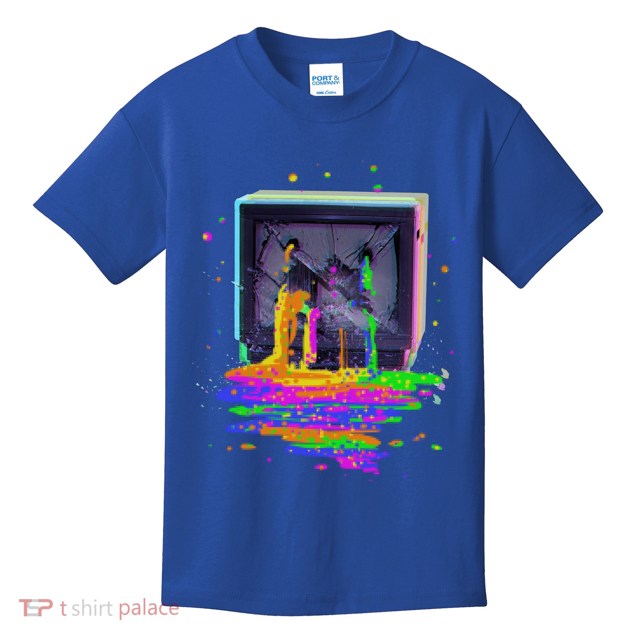 Retro TV Television Pixel Splatter Kids T-Shirt
