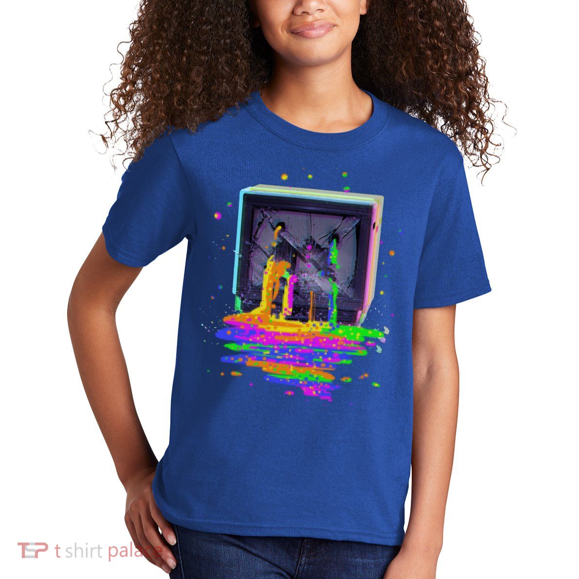 Retro TV Television Pixel Splatter Kids T-Shirt