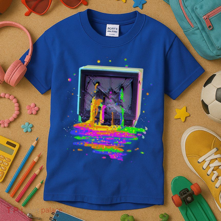 Retro TV Television Pixel Splatter Kids T-Shirt