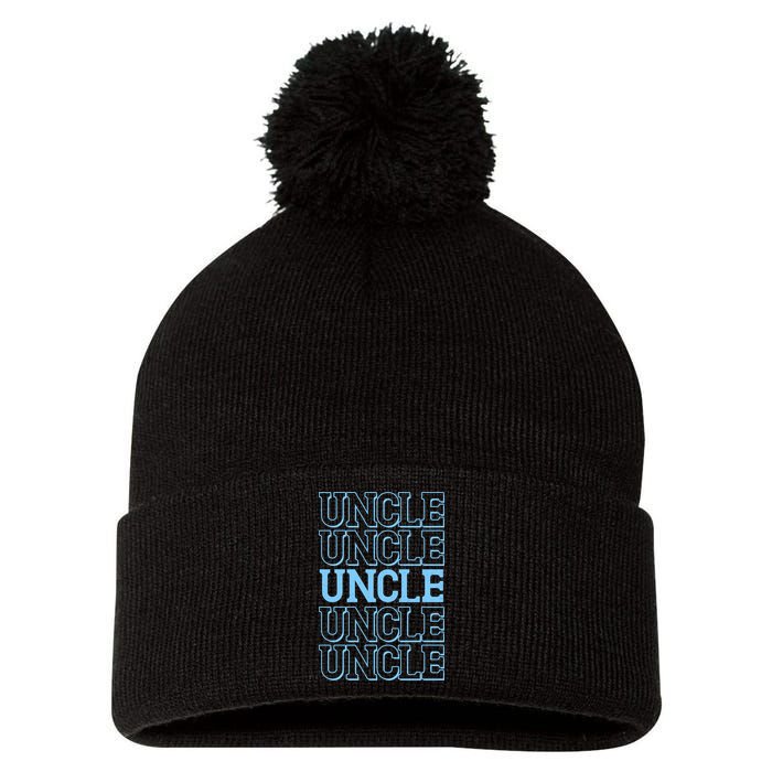 Retro Uncle Pattern Pom Pom 12in Knit Beanie
