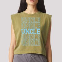 Retro Uncle Pattern Garment-Dyed Women's Muscle Tee