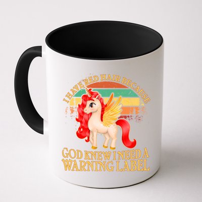 Retro Unicorn I Have Red Hair Warning Label Mug