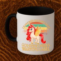 Retro Unicorn I Have Red Hair Warning Label Mug