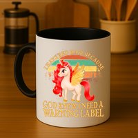 Retro Unicorn I Have Red Hair Warning Label Mug