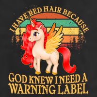 Retro Unicorn I Have Red Hair Warning Label Crop Fleece Hoodie