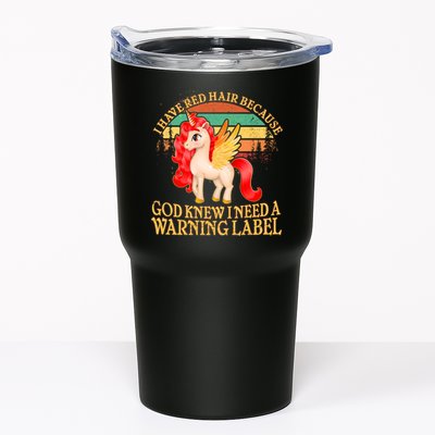 Retro Unicorn I Have Red Hair Warning Label Tumbler