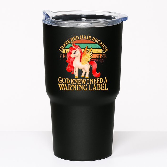 Retro Unicorn I Have Red Hair Warning Label Tumbler
