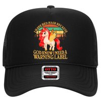 Retro Unicorn I Have Red Hair Warning Label Trucker Hat
