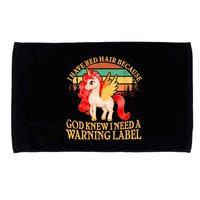 Retro Unicorn I Have Red Hair Warning Label Microfiber Hand Towel