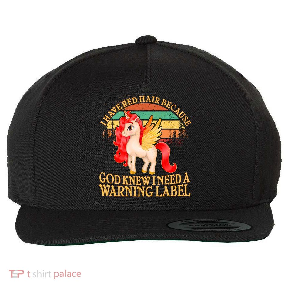 Retro Unicorn I Have Red Hair Warning Label Wool Snapback Cap