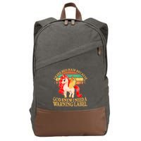 Retro Unicorn I Have Red Hair Warning Label Cotton Canvas Backpack