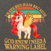 Retro Unicorn I Have Red Hair Warning Label Cotton Canvas Backpack