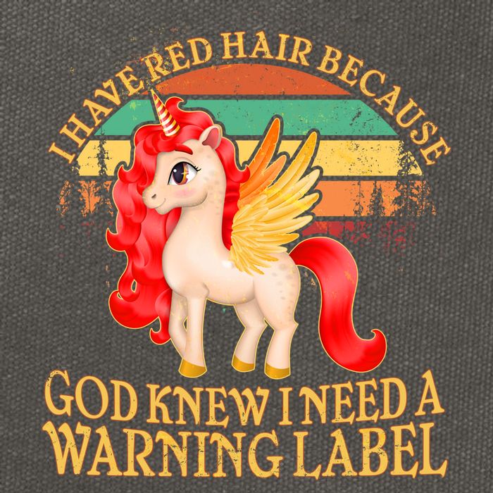 Retro Unicorn I Have Red Hair Warning Label Cotton Canvas Backpack