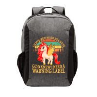 Retro Unicorn I Have Red Hair Warning Label Vector Backpack