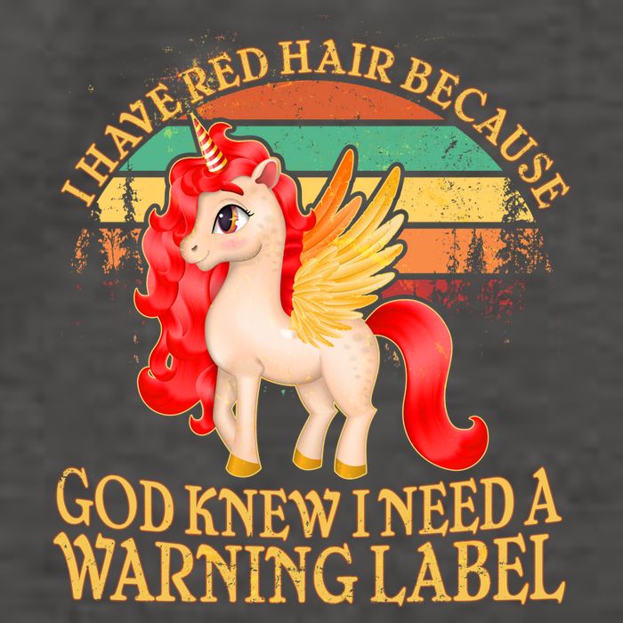 Retro Unicorn I Have Red Hair Warning Label Vector Backpack